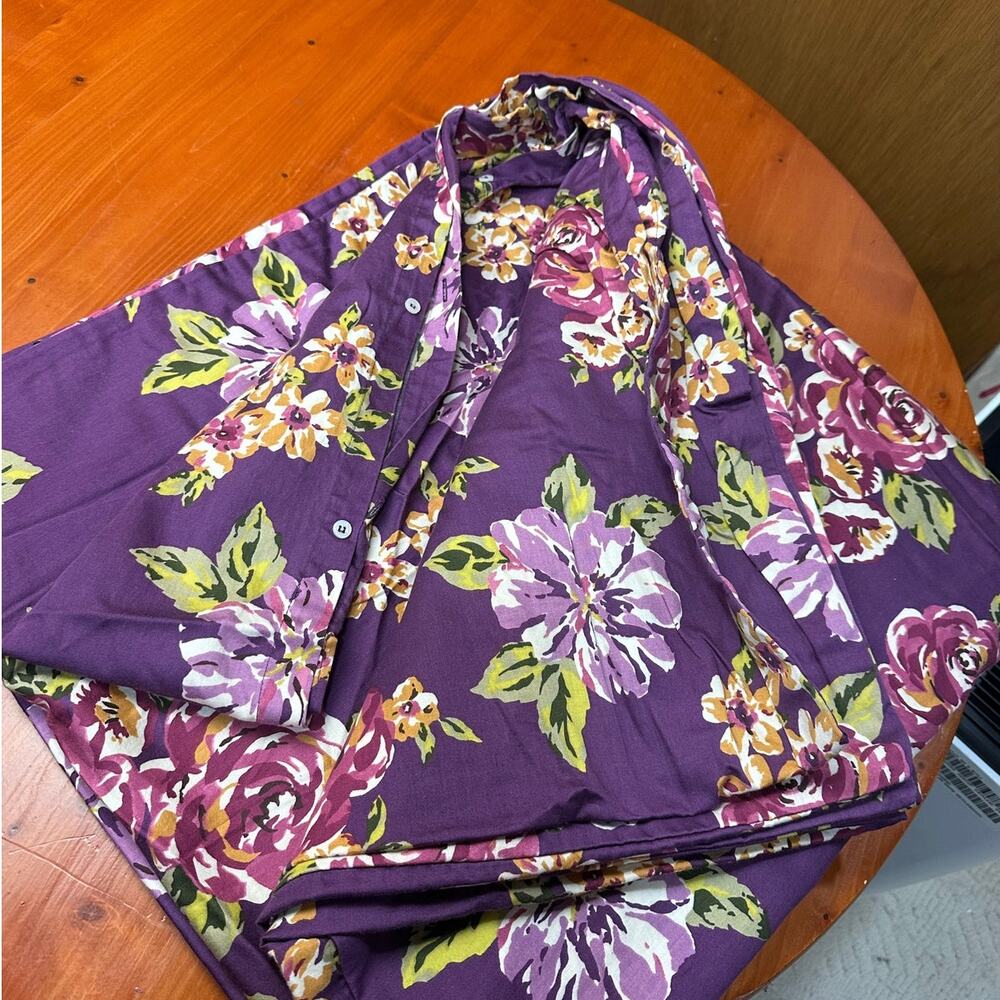 Purple Floral Cotton Duvet Cover - Full Size (No Matching Shams)